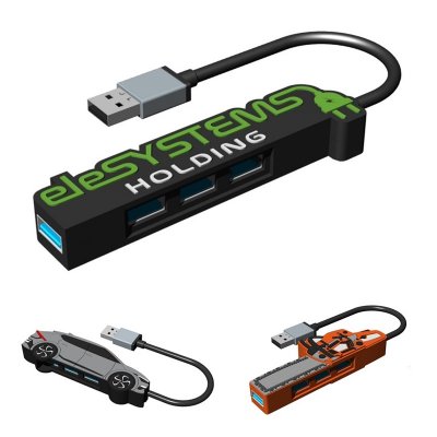 USB HUB IN CUSTOM 2D SHAPE, 4 OUTPUTS (USB-A 3.0 + 3 × USB-A 2.0), USB-A CONNECTOR
