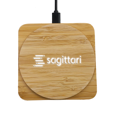 BAMBOO WIRELESS FAST CHARGER 15 W WITH LED LOGO, FSC