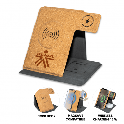 FOLDABLE MULTI-STAND WITH WIRELESS 15 W FAST CHARGING, CORK
