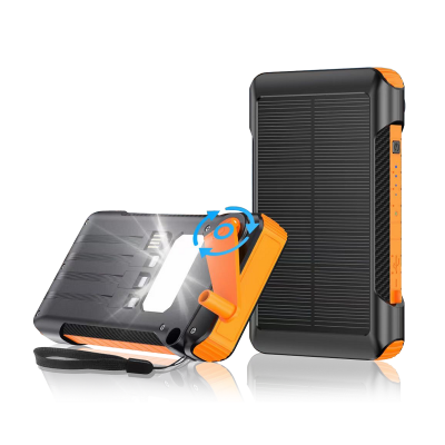 SOLAR POWER BANK WITH DYNAMO, ALL-IN-1 
INTEGRATED CABLES AND LED TORCH, 10000 MAH