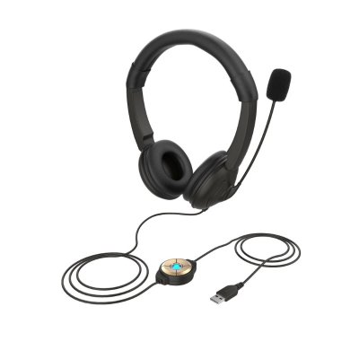 STEREO HEADPHONES WITH MICROPHONE AND USB CONNECTOR