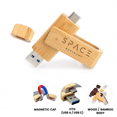 WOODEN OR BAMBOO USB 2.0 / 3.0 FLASH DRIVE TWISTER