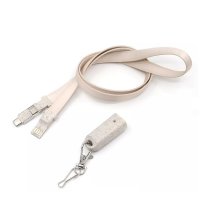4-IN-1 USB CHARGING CABLE IN LANYARD, MADE OF NATURAL MATERIALS