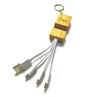 BAMBOO CHARGING USB CABLE 3-IN-1
WITH PHONE STAND