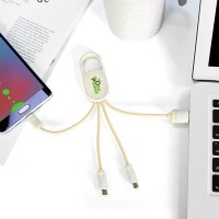 USB 3-IN-1 CHARGING CABLE, MADE OF NATURAL
MATERIALS, CARABINER
