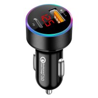 FAST-CHARGING USB A + TYPE-C ADAPTER WITH LED DISPLAY