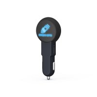 CAR ADAPTER WITH 2 USB PORTS AND LED LOGO