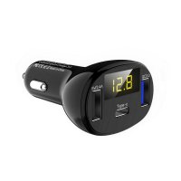 QC 3.0 FAST-CHARGING CAR CHARGER WITH LED DISPLAY, 2 × USB + TYPE-C OUTPUT
WITH LED DISPLAY AND TYPE-C OUTPUT