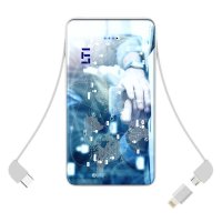 Power bank with all-in-one integrated cables, 10000mAh, white colour (PBA10002)
