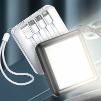 POWER BANK WITH INTEGRATED CABLES, LED TORCH AND CAMPING LED LAMP, 10000 MAH