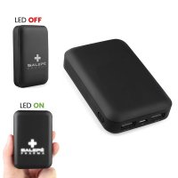 Dual Power bank with LED logo and rubber-coated, 10000mAh, black colour (PBA10032)