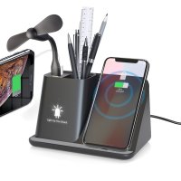 PHONE AND PEN STAND, WITH WIRELESS CHARGING AND LED LOGO
AND LED LOGO