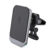 CAR 15W WIRELESS FAST-CHARGER, MAGSAFE COMPATIBLE, LEATHER IMITATION
