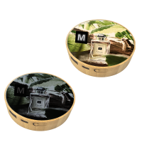 ROUND BAMBOO (FSC) POWER BANK WITH WIRELESS CHARGING, FULL COLOUR + LED LOGO, 10000 MAH