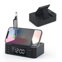 WIRELESS 15W FAST-CHARGER WITH CLOCK, ALARM AND PEN HOLDER