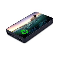 DUAL POWER BANK WITH WIRELESS CHARGING, CMYK + LED LOGO, RABS (RECYCLED ABS PLASTIC)