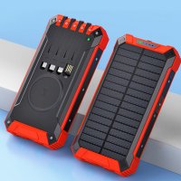 SOLAR POWER BANK WITH ALL-IN-ONE INTEGRATED CABLES, WIRELESS CHARGING AND DUAL LED TORCH, 10000 / 20000 MAH