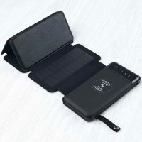 POWER BANK WITH 3 SOLAR PANELS AND WIRELESS CHARGING, 10000 MAH