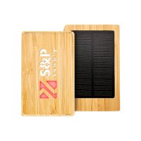 BAMBOO SOLAR POWER BANK WITH LED LOGO, FSC CERTIFIED, 5000 MAH