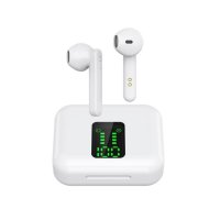 TWS Bluetooth wireless headphones with recharging box and LED display, white colour (PHO114)