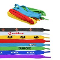 SHOELACES IN CUSTOM COLOURS, WITH REPEATING LOGO