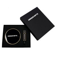 ECO GIFT SET WITH LED LOGO, 15W WIRELESS CHARGER AND USB FLASH DRIVE