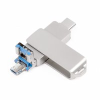 3-IN-1 ROTATING OTG USB FLASH DRIVE, USB A + MICRO USB + TYPE-C