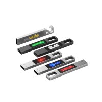 SLIM METAL USB 2.0 / 3.0 FLASH DRIVE WITH LED LOGO AND CARABINER