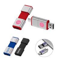 RETRACTABLE USB 2.0 / 3.0 FLASH DRIVE WITH USB A + TYPE-C CONNECTORS