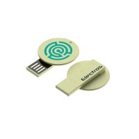 ROUNDED USB FLASH DRIVE WITH CLIP, MADE OF BIODEGRADABLE PLASTIC