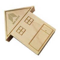 WOODEN HOUSE-SHAPED USB FLASH DRIVE