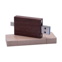 WOOD USB 3.0 FLASH DRIVE WITH TYPE-C AND USB A CONNECTORS