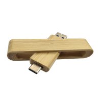 BAMBOO SWIVEL USB 3.0 FLASH DRIVE WITH TYPE-C AND USB A CONNECTORS