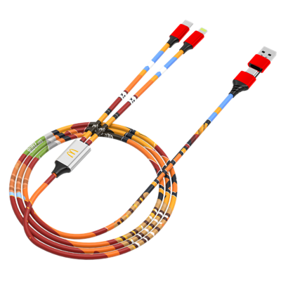 4-in-1 charging USB cable, option of CMYK print