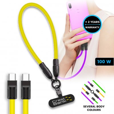 100 W data and charging cable in mobile strap, USB-C => USB-C