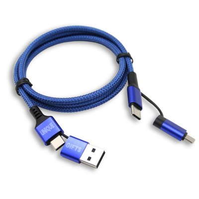 60 W data and charging USB cable 4-in-1 NEXCORD,  blue colour (ACC193)