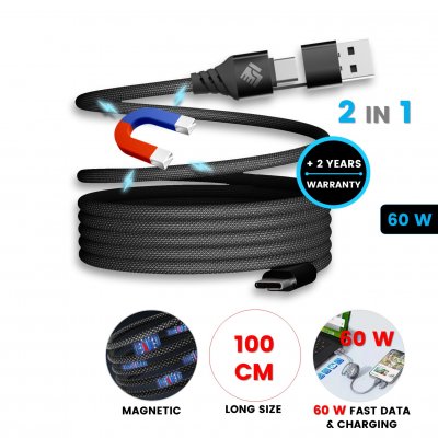 60 W magnetic data and charging cable 3-in-1 MAGNETIQ