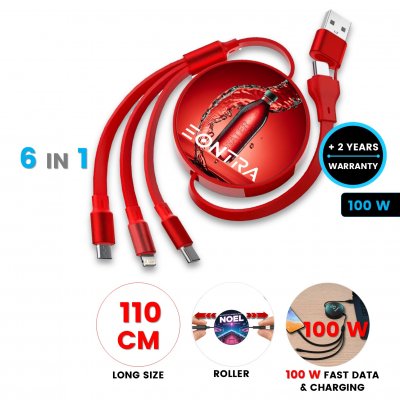 100 W data and charging USB cable 6-in-1 SpinX
