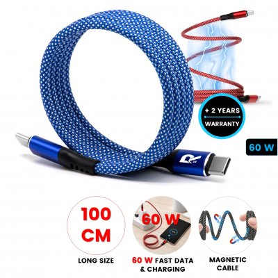60 W magnetic fast-charging and data USB cable USB-C => USB-C