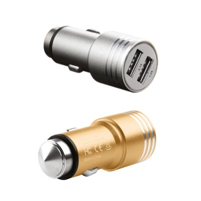 Auto dual USB adapter with pick for breaking glass