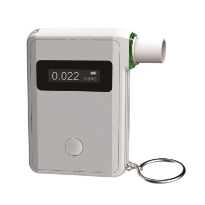 Alcohol tester with fuel cell electrochemical sensor, LED display and key ring