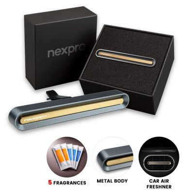 Elegant metal car air freshener, set of 5 fragrances