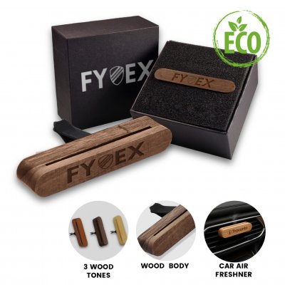 Elegant wooden car air freshener in a gift box, set of 5 fragrances