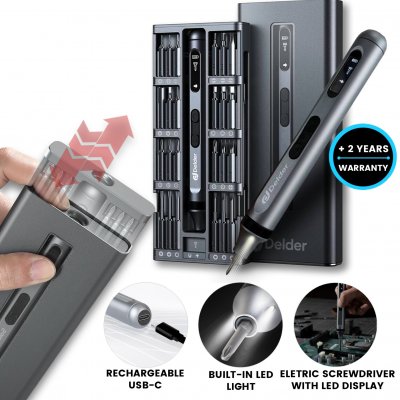 Premium set with electric screwdriver ScrewPro X, including 48 bits, with LED lighting
