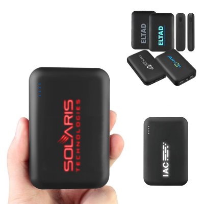 DUAL POWER BANK WITH LED LOGO AND RUBBER-COATED SURFACE, 10000 MAH