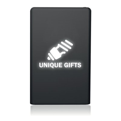 Power bank with white LED Light-Up logo, 4000 mAh, black colour (PBA4079)