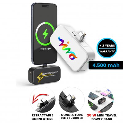 4500mAh plug-in power bank KONNEX with sliding USB-C and Lightning connectors and PD 20 W