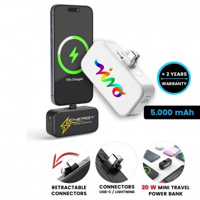 4500mAh plug-in power bank KONNEX with sliding USB-C and Lightning connectors and PD 20 W