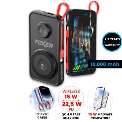10000 mAh - magnetic 3-in-1 power bank, with 15 W wireless charging and QC 22.5 W