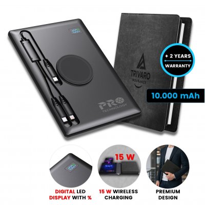 10000mAh magnetic power bank NEXON, in a notebook cover, with 15 W wireless charging and PD 20 W